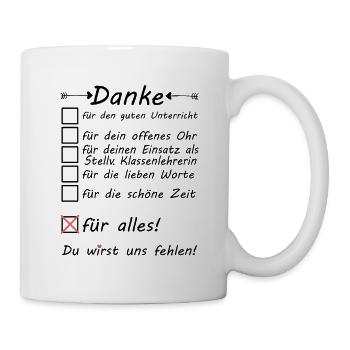 Stellv Klassenlehrerin Abschied Abschiedsgeschenk - Tasse - Weiß - Rechts