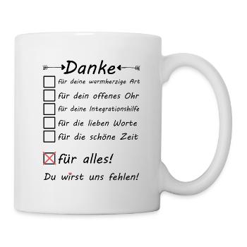 Integrationshielfer Integrationshilfe Danke sagen - Tasse - Weiß - Rechts