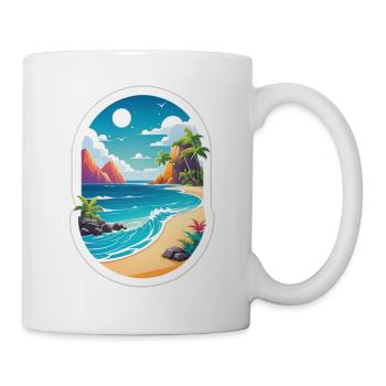 plage vacances soleil mer - Mug blanc - blanc - Droite