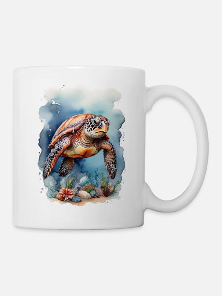 Meers Schildkröte unter Wasser - Tasse - Weiß