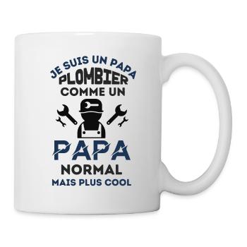 Papa plombier papa normal mais plus cool - Mug blanc - blanc - Droite