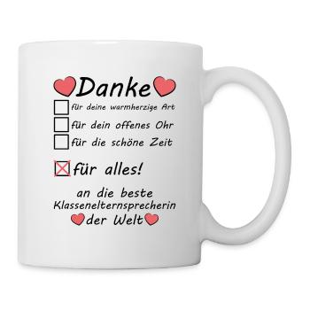 Klassenelternsprecherin Dankeschön Danke Sagen - Tasse - Weiß - Rechts