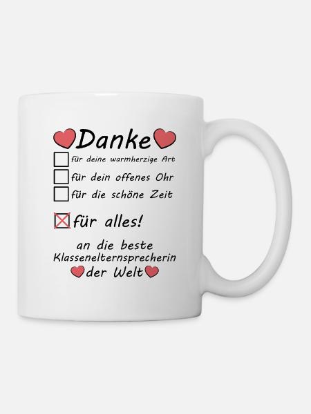 Klassenelternsprecherin Dankeschön Danke Sagen - Tasse - Weiß