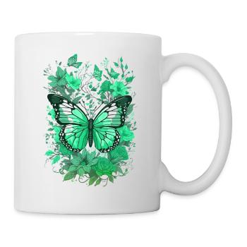 Schmetterling Insekt Schmetterling Natur Sommer bunte Kunst - Tasse - Weiß - Rechts