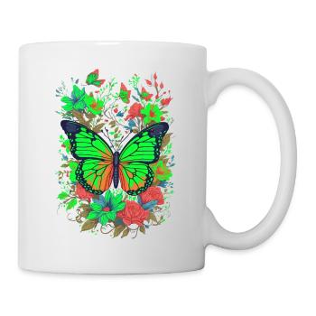 Schmetterling Insekt Schmetterling Natur Sommer bunte Kunst - Tasse - Weiß - Rechts