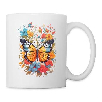Schmetterling Insekt Schmetterling Natur Sommer bunte Kunst - Tasse - Weiß - Rechts