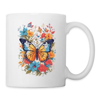 Schmetterling Insekt Schmetterling Natur Sommer bunte Kunst - Tasse - Weiß - Rechts