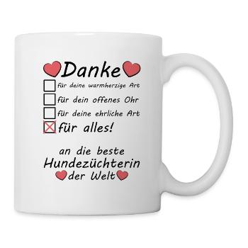 Danke Dankeschön an Hundezüchterin - Tasse - Weiß - Rechts