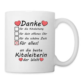 Danke Dankeschön beste Kitaleiterin Kita Leitung - Tasse - Weiß - Rechts