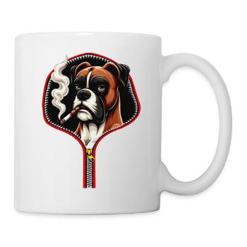 Boxer Hund Raucher Lustige Tiere - Tasse - Weiß - Rechts