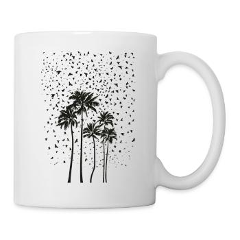 Volée d’oiseaux et un groupe de palmiers - Mug blanc - blanc - Droite