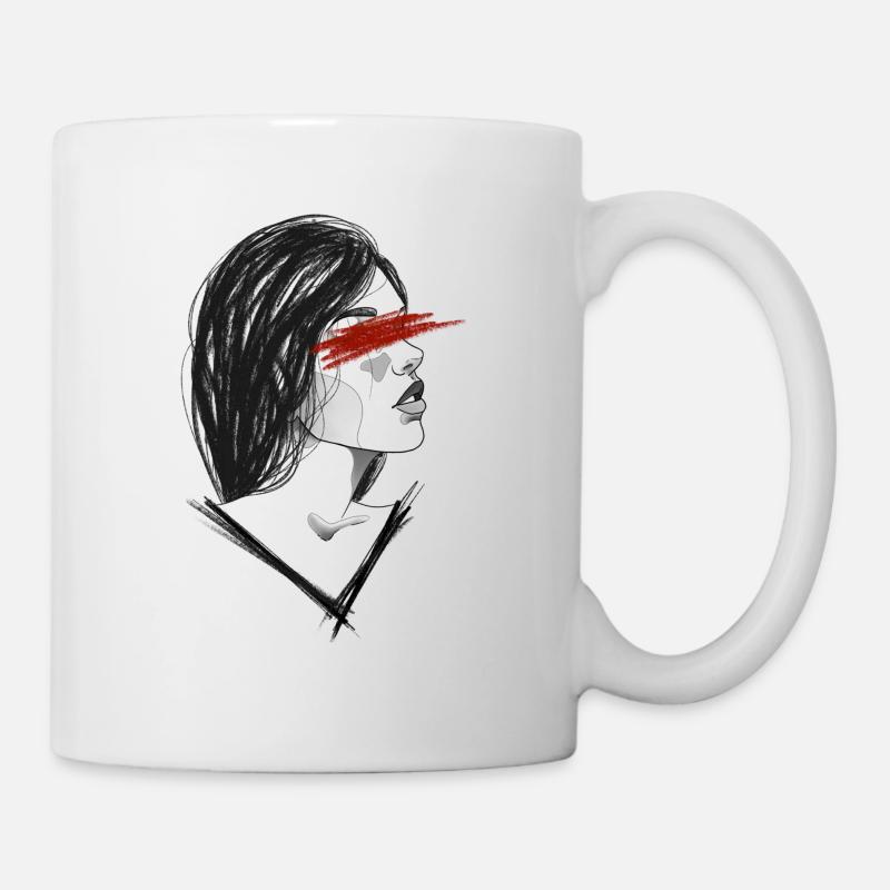 Croquis de conception de visage de femme - Mug blanc - blanc
