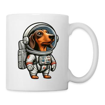Dackel im Weltraum Astronautenabenteuer - Tasse - Weiß - Rechts