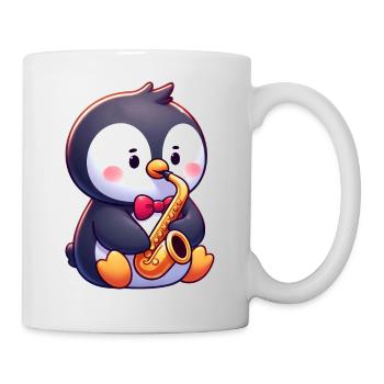 Pinguin Saxofonist Jazz Konzert - Tasse - Weiß - Rechts