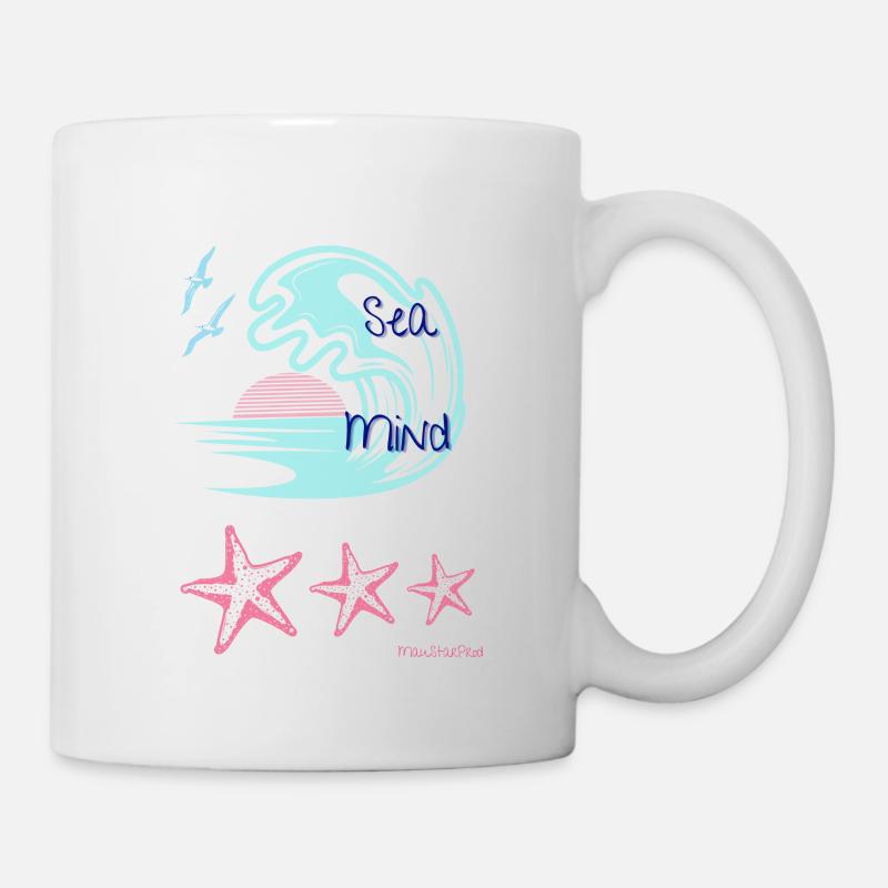 sunset wave and starfish - Tasse - Weiß