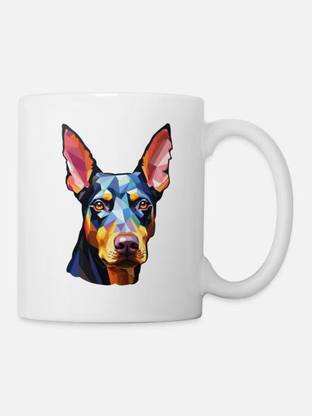 Dobermann Pinscher psychedelisch - Tasse - Weiß