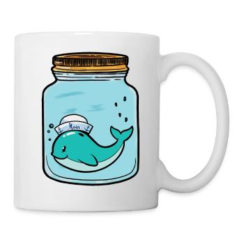 Wal Fisch allein Einsamkeit Gefühle Emotion Trämen - Tasse - Weiß - Rechts