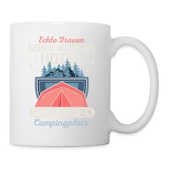 Les vraies femmes ne vont pas à l’hôtel en vacances en camping - Mug blanc - blanc - Droite