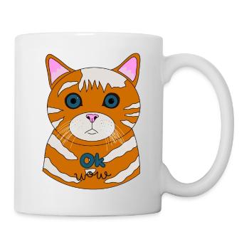 Erstaunte Katze Ok Wow - Tasse - Weiß - Rechts