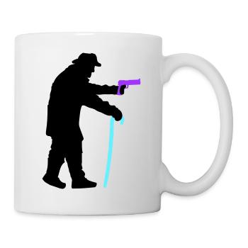 Opa Räuber Silhouette mit Gehstock und Pistole - Tasse - Weiß - Rechts