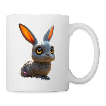 mignon, grand lapin en forme d’œil avec des yeux brillants - Mug blanc - blanc - Droite