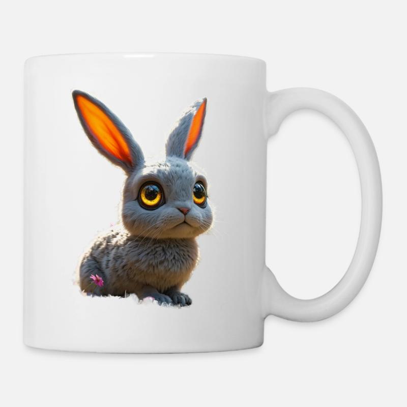 cute, big eye-shaped rabbit with bright eyes - Mug - white