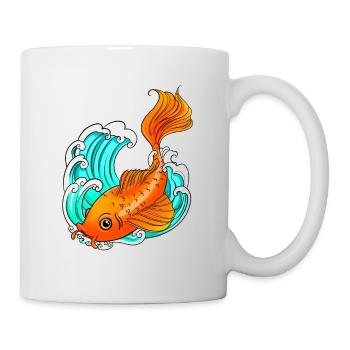 Koi-Karpfen - Welle - Fisch - Tasse - Weiß - Rechts