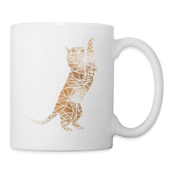 Geometrische spielende Katze - Tasse - Weiß - Rechts