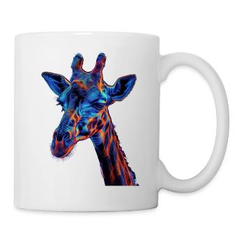 Red and Blue Giraffe Fierce and Vivid Animal Art - Tasse - Weiß - Rechts