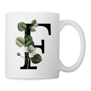 Buchstabe F Grün Botanisch - Tasse - Weiß - Rechts