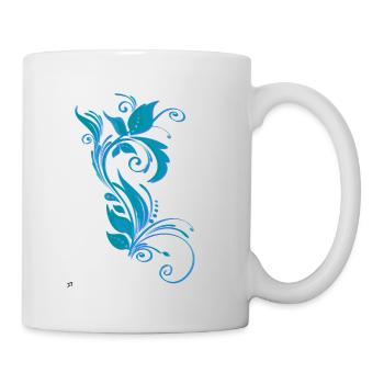 Blaues und violettes Ornamentmuster - Tasse - Weiß - Rechts