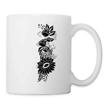 Lettre j floral noir et blanc - Mug blanc - blanc - Droite