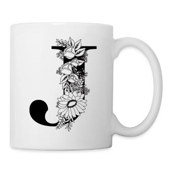 Lettre j floral noir et blanc - Mug blanc - blanc - Droite