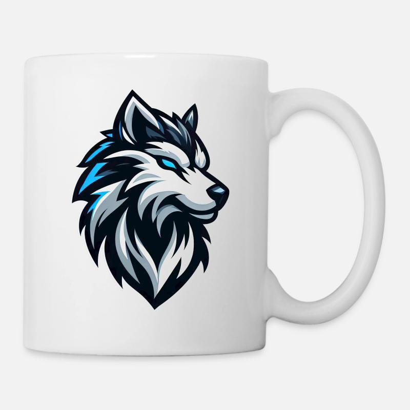 Wolf Illustration Emblem - Tasse - Weiß