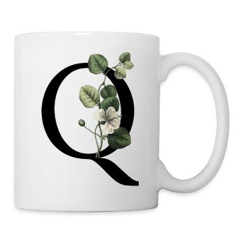 Buchstabe Q Botanisch Grün - Tasse - Weiß - Rechts