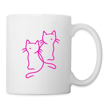 80er 90er Retro Vintage Katzen Katze Kätzchen - Tasse - Weiß - Rechts