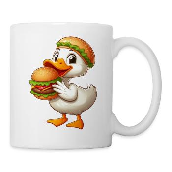 Lustige Ente Erpel Fast Food Hamburger - Tasse - Weiß - Rechts