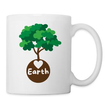 Baum auf dem Planeten Erde mit Herz - Tasse - Weiß - Rechts