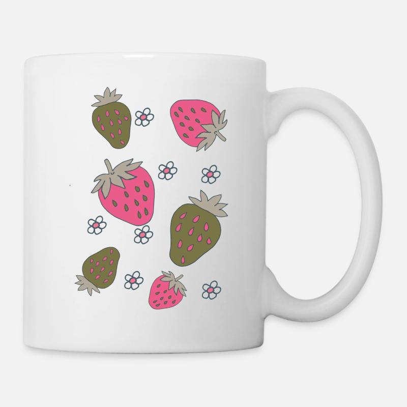 Strawberries Pink Green - Mug - white