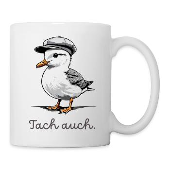 Süße norddeutsche Möwe "Tach auch" - Tasse - Weiß - Rechts