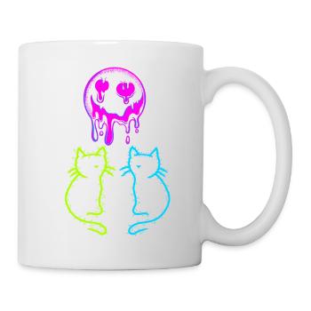 80er 90er Retro Katzen Sonne Vintage Katzen - Tasse - Weiß - Rechts