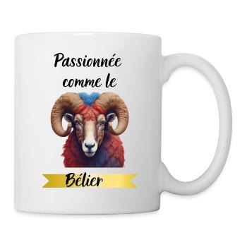 Passionnée comme le bélier - Mug blanc - blanc - Droite