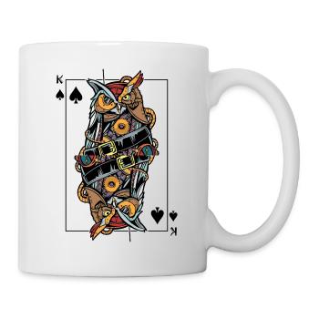 Eagle Owl Steampunk Jeu de cartes Spades King Poker - Mug blanc - blanc - Droite