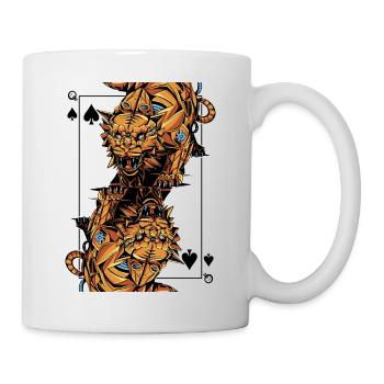Tiger Steampunk Card Game Spades Queen Poker - Mug - white - Right