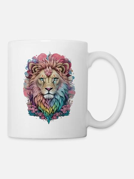 Löwe Wasserfarbe - Tasse - Weiß