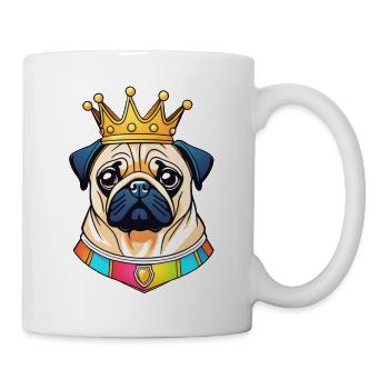 "Gekrönte Häupter" - Mops - Tasse - Weiß - Rechts