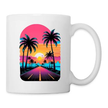 Miami Rétrofutur Coucher de soleil Vaporwave des années 80 - Mug blanc - blanc - Droite