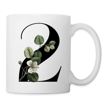 Numéro 2 floral vert -2e anniversaire floral - Mug blanc - blanc - Droite