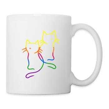 années 80 années 90 Rétro Chats Arc-en-ciel Chat LGBT - Mug blanc - blanc - Droite
