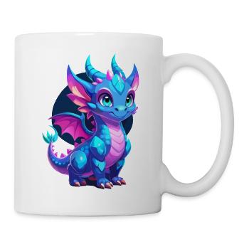 Niedlicher blauer geschuppter Drache - Tasse - Weiß - Rechts